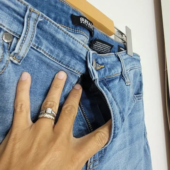 Buffalo David Bitton Blue Cotton Blend High-Rise Slim Fit Stretch Jean Size 10 - Picture 4 of 16